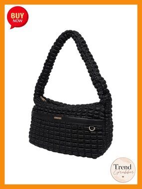 Bubble Shoulder Bag with Woven Texture and Gold Hardware
